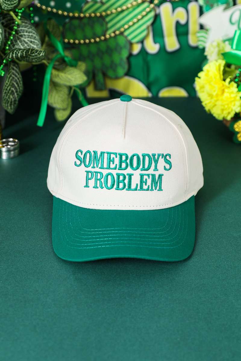 Dark Green SOMEBODYS PROBLEM Embroidered Two-tone Baseball Cap