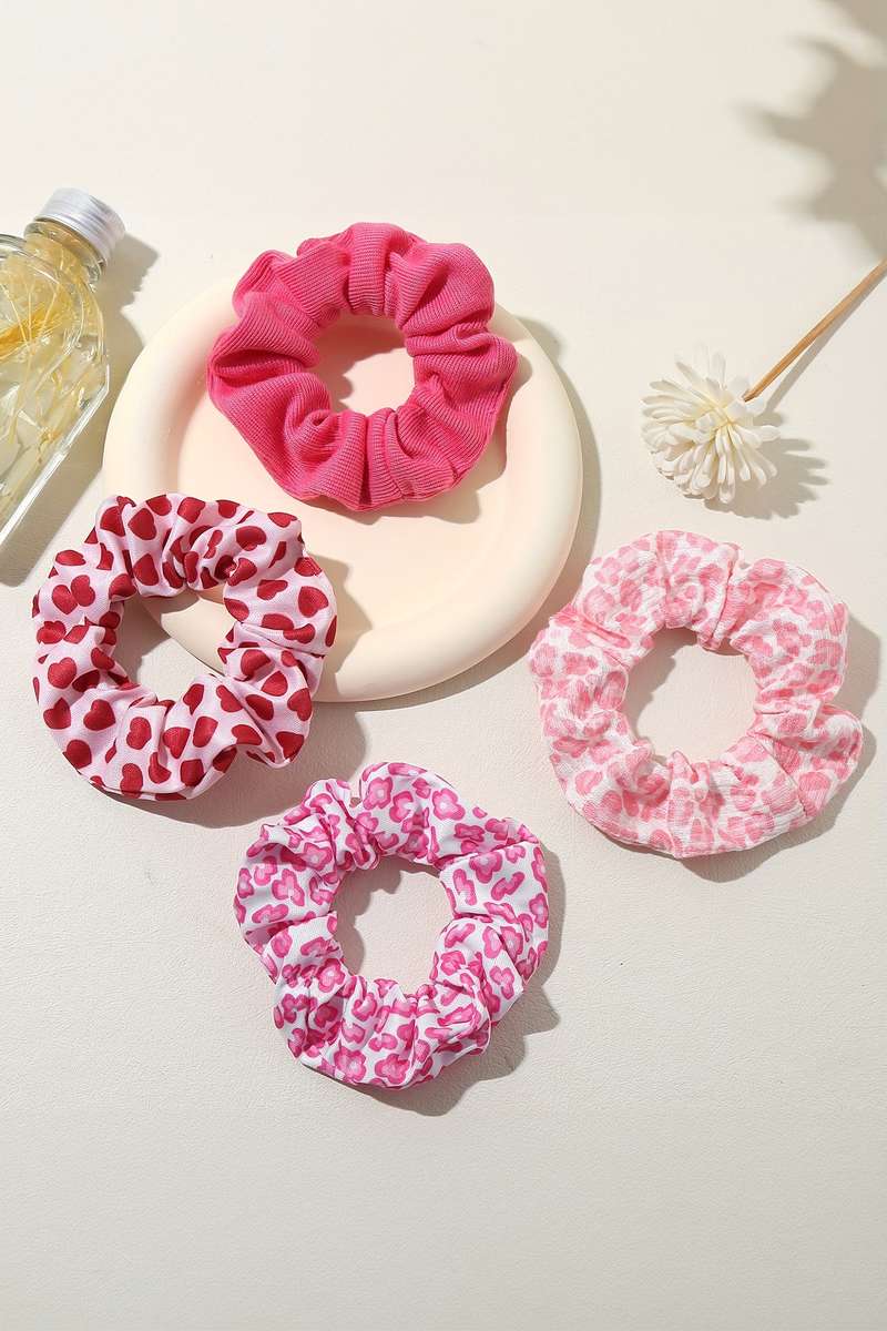Fiery Red Valentines Day Sweet Heart Printed Scrunchie Hair Tie