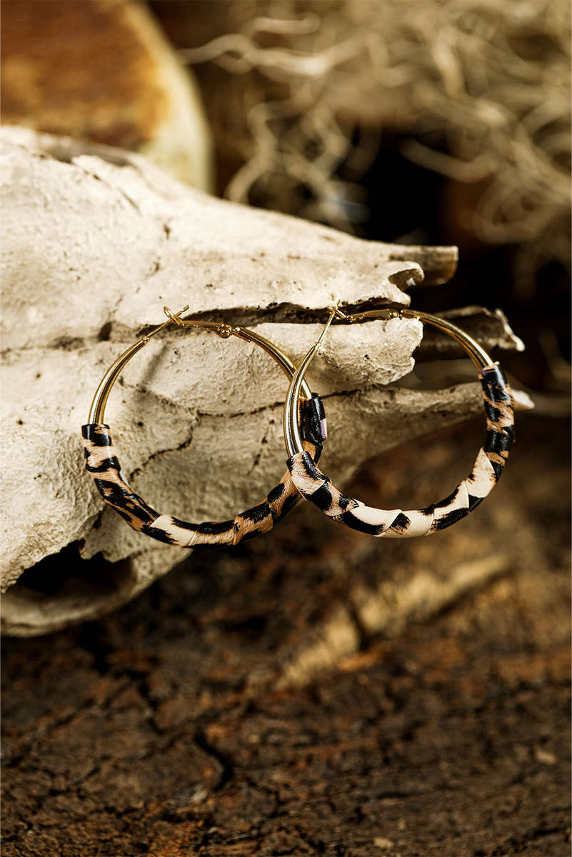 Gold Plated Leopard Detail Hoop Earrings