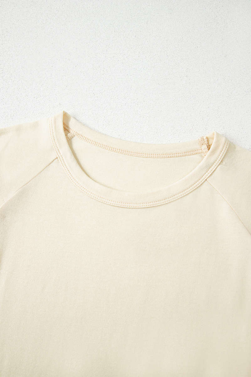 White Color Block Stitched Sleeve Loose T Shirt