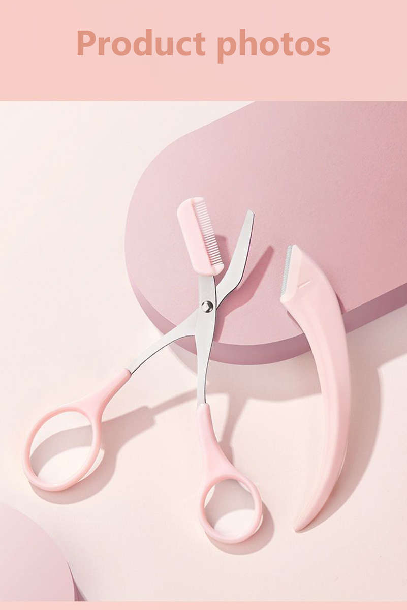 Light Pink 2pcs Eyebrow Trimming Tool Set