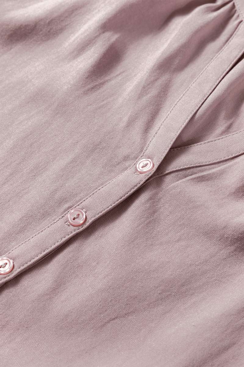 Sepia Rose Slit V Neck Ruffled Loose Blouse