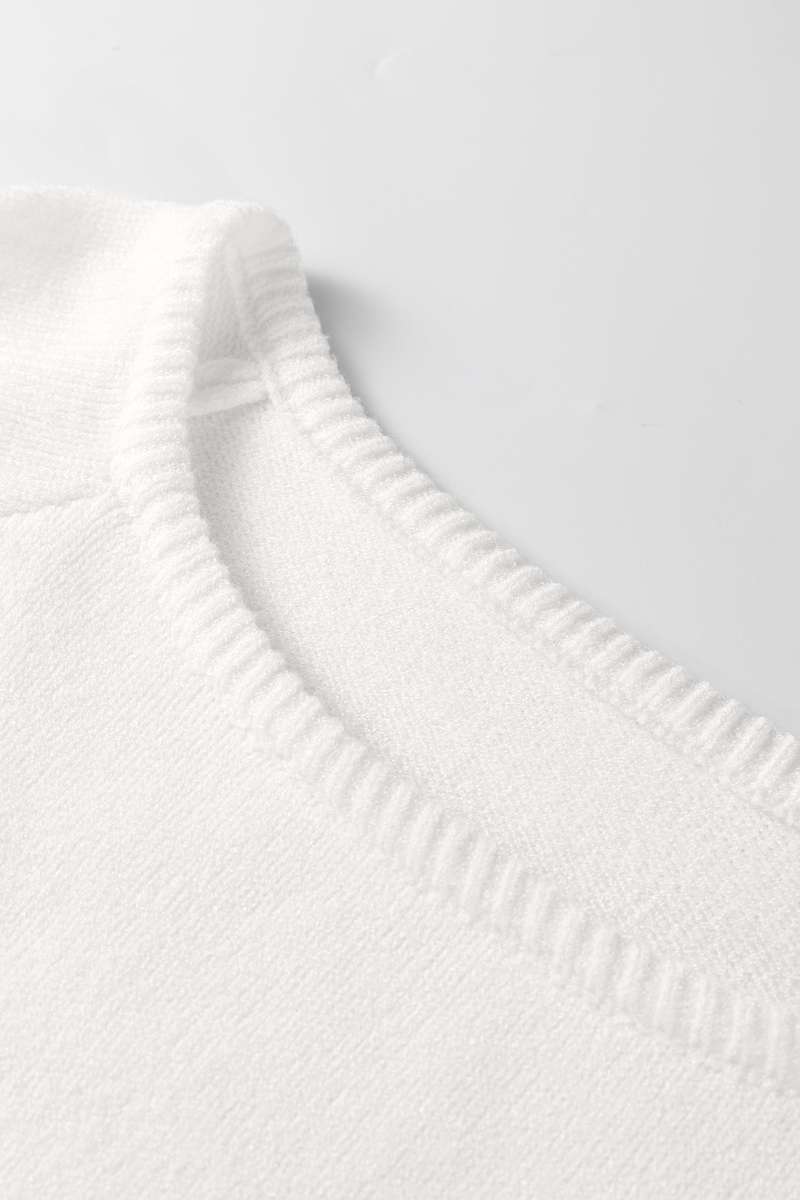 White Solid Color Knit Loose Bracelet Sleeve Dolman Sweater