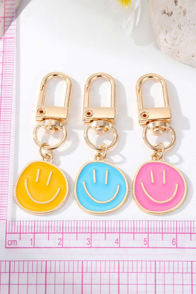 White Smile Face Large Buckle Alloy Keychain