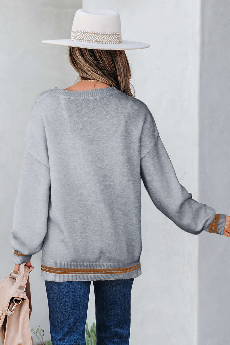 Light Grey See You Cowboy Embroidered Western Graphic Sweater