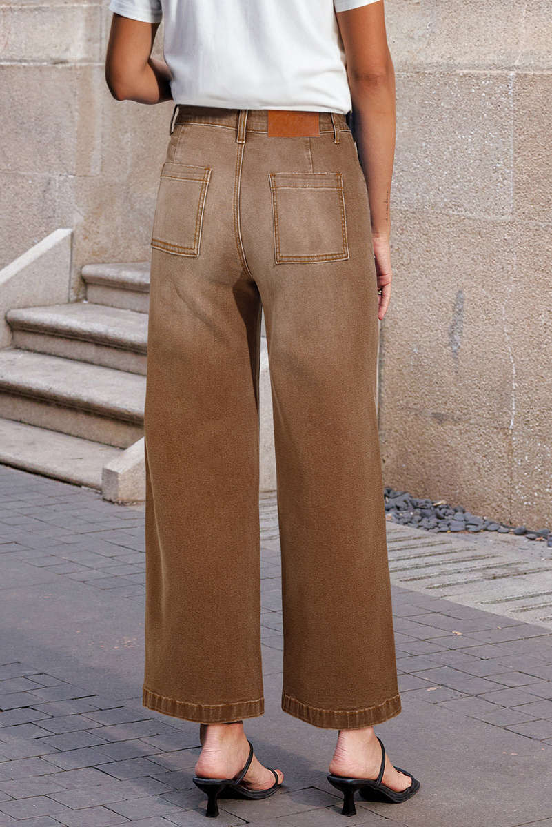 Brown Mimimalist Patch Pocket Womens Shift Jeans