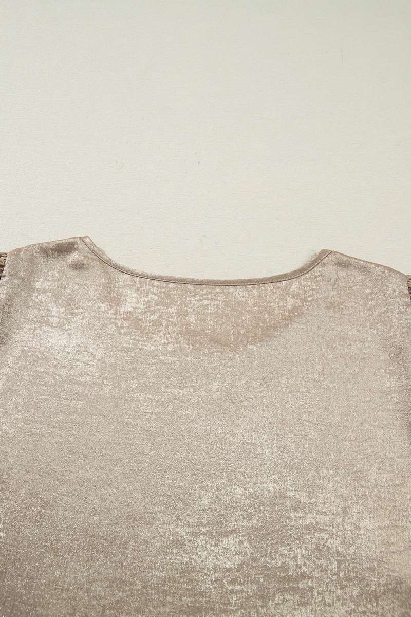 Apricot Plus Size Metallic Long Flounce Sleeve Blouse