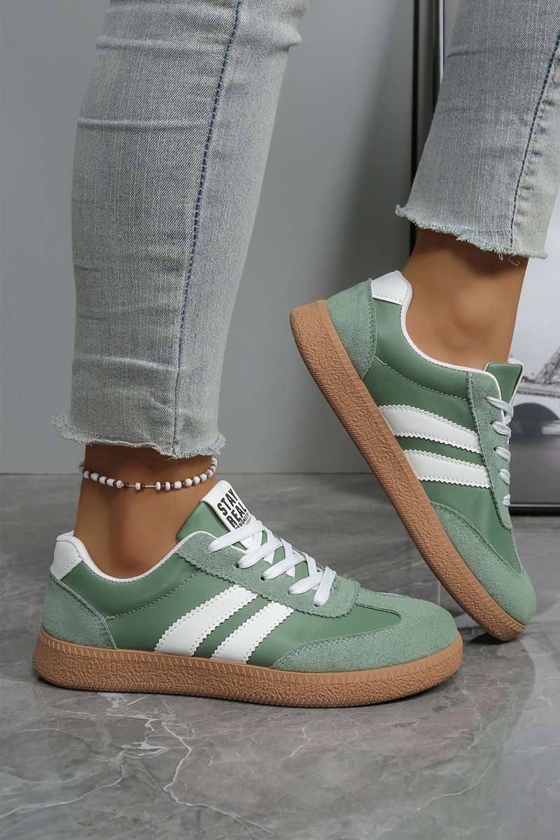 Ashleigh Blue Varsity Color Block Patchwork PU Leather Lace Up Shoes