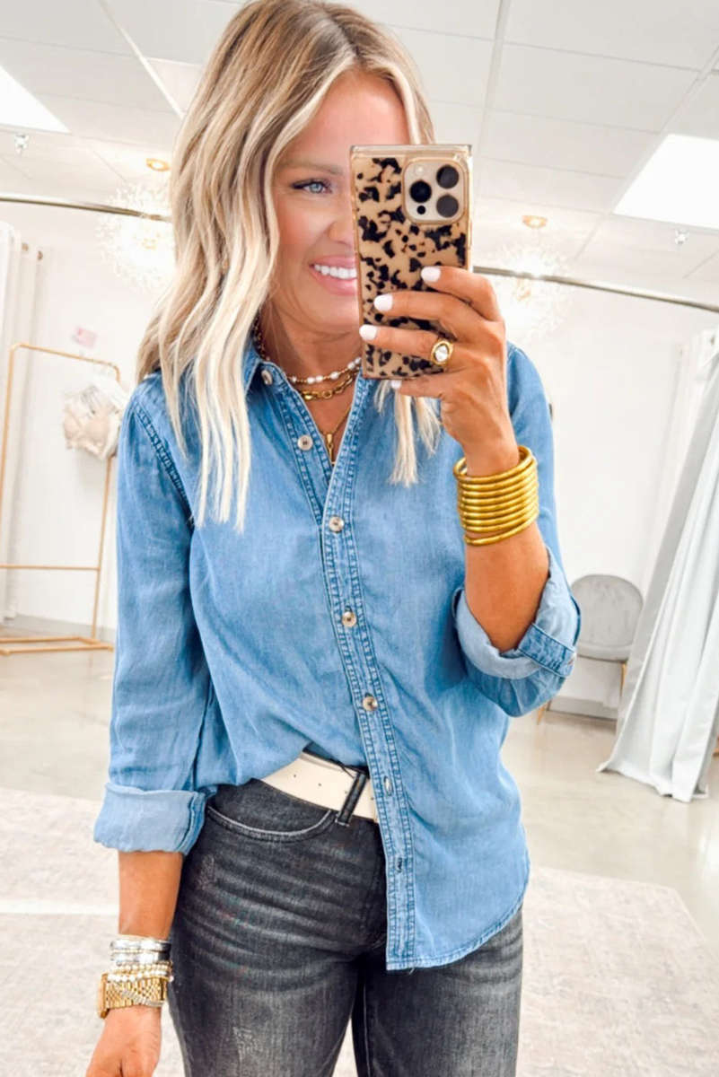 Myosotis Buttoned Down Slim Denim Shirt