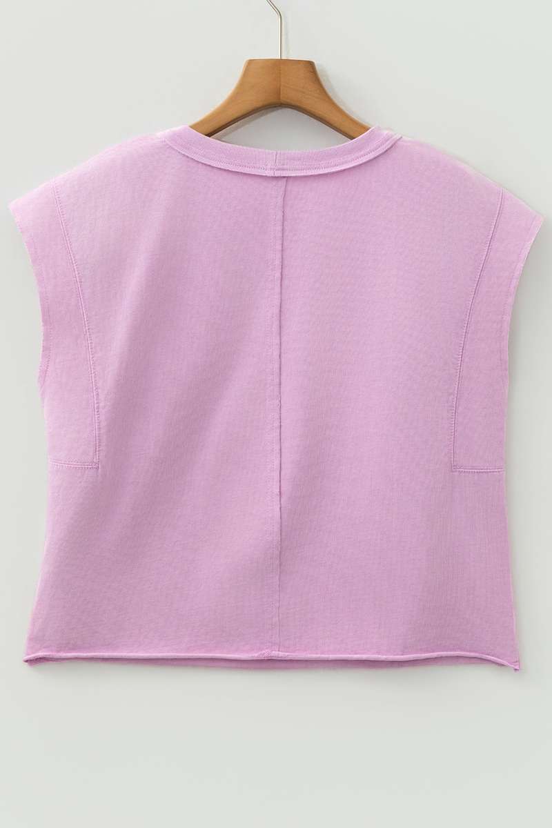 Bright Pink Mineral Wash Boxy Fit Cotton Tank Top