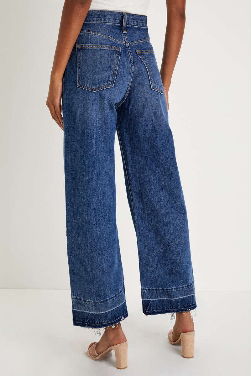 Real Teal Raw Hem Straight Leg Loose High Waist Jeans