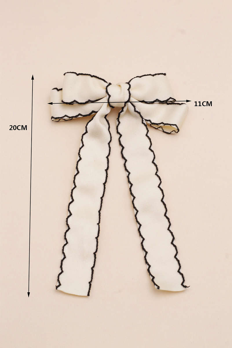 White Contrast Trim Colorblock Bowknot Hair Pin