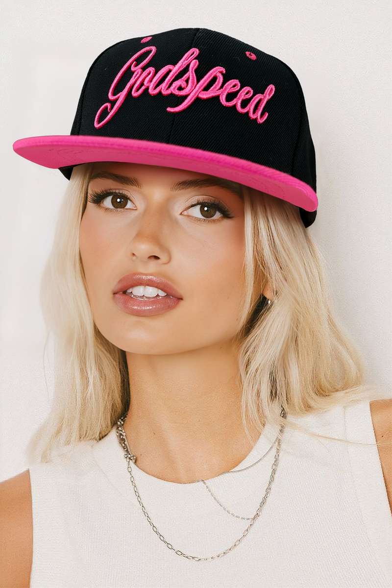 Rose Red Godspeed Letter Embroidered Color Block Cap