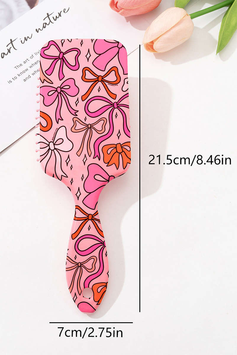 Peach Blossom Starry Ribbon Bow Print Air Cushion Comb