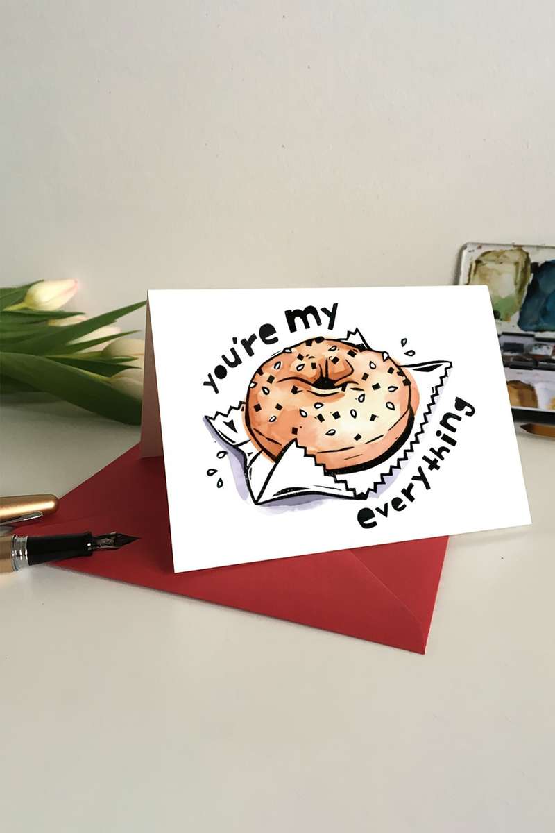 White Youre My Everything Bagel Card