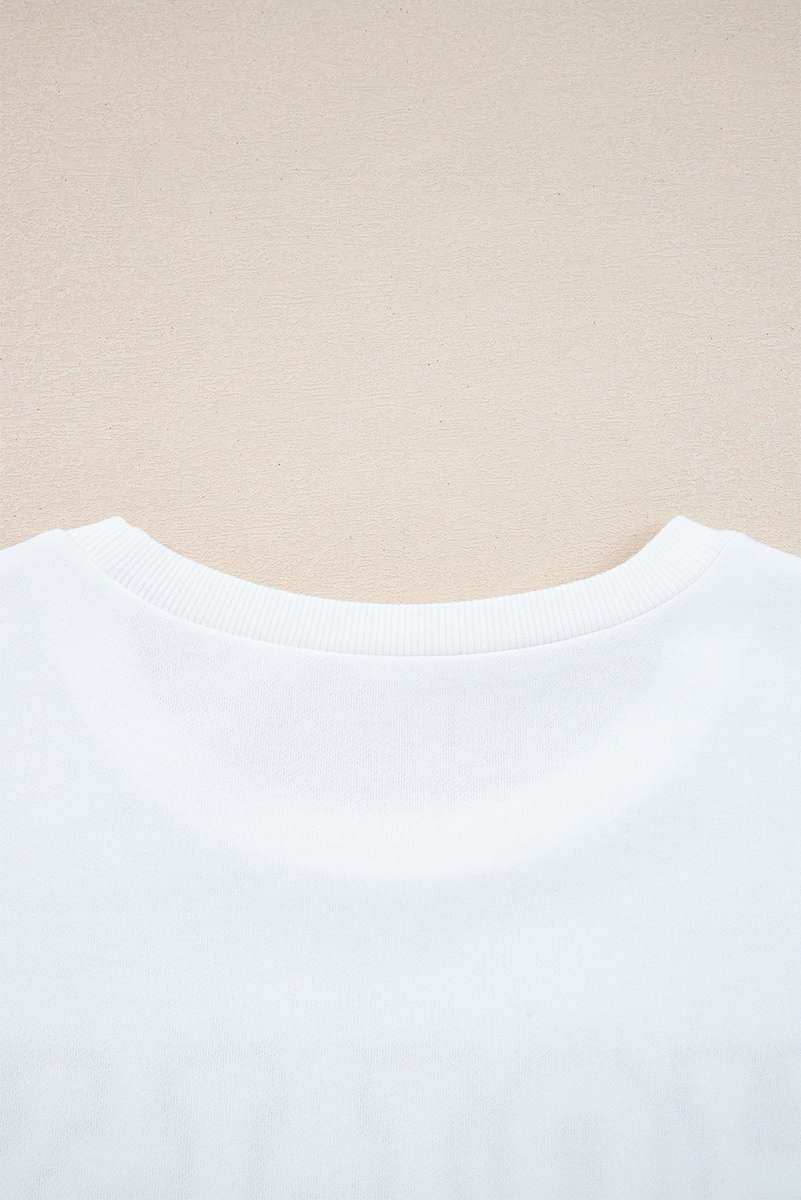 White HOLLY JOLLY Embroidered Graphic Pullover Sweatshirt