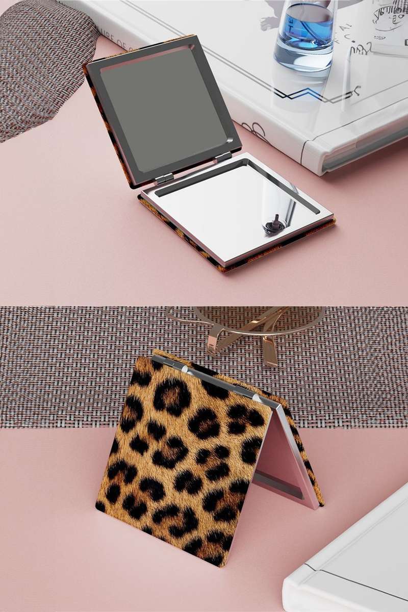 Thai Curry Leopard PU Cover Double-Sided Makeup Mirror