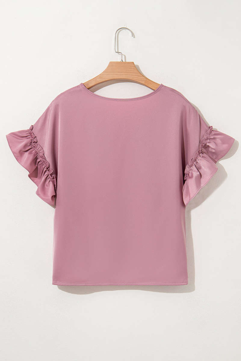 Toadstool Satin Ruffle Sleeve Top