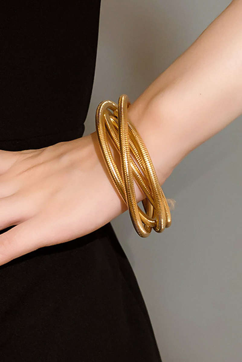Gold Twist Stacked Exaggerated Alloy Bracelet