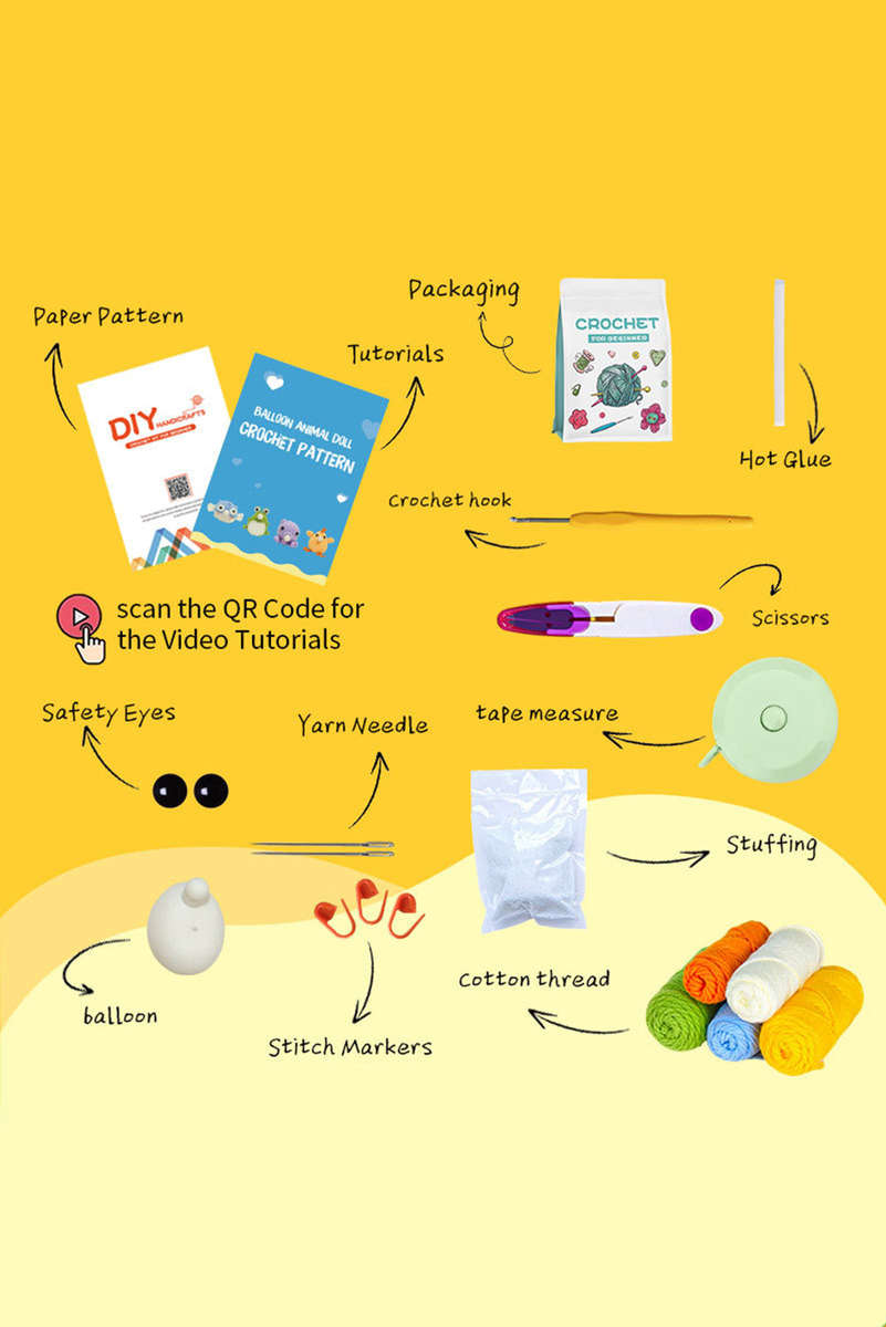 Yellow DIY Crochet Kit Chicken Doll Handmade Material Package