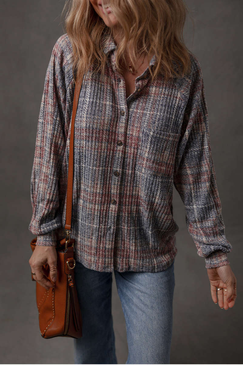 Multicolour Plaid Textured Chest Pocket Vintage Shirt