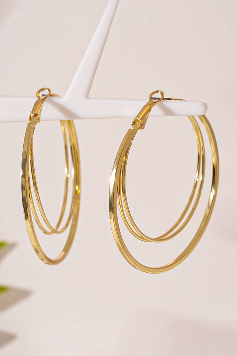 Gold Large Plated Double Hoop Earrings