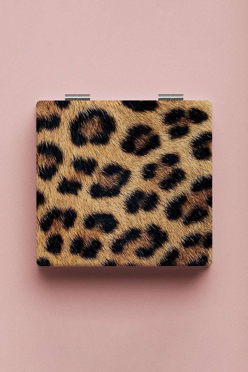 Thai Curry Leopard PU Cover Double-Sided Makeup Mirror