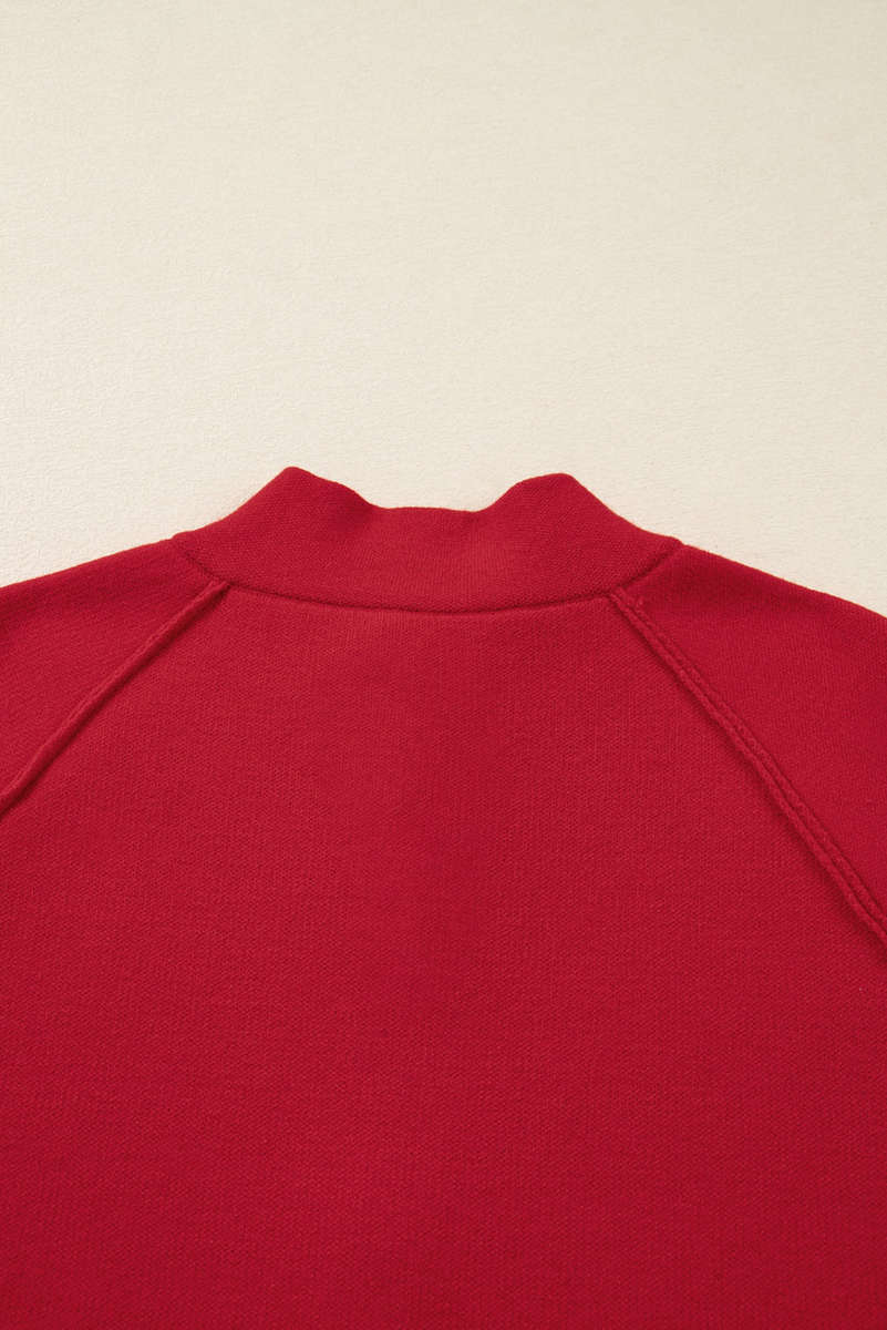 Fiery Red Collared Button Front Wrapped Cardigan Jacket