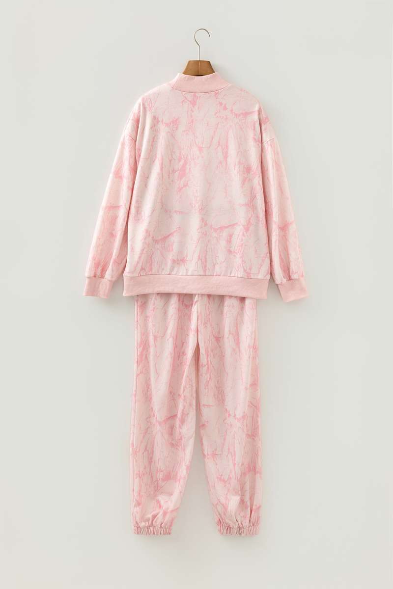 Pink Camo Print Jogger Pants Set