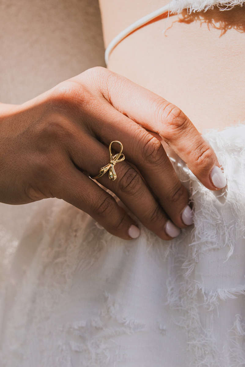 Gold Plated Alloy Half Open Bow Ring