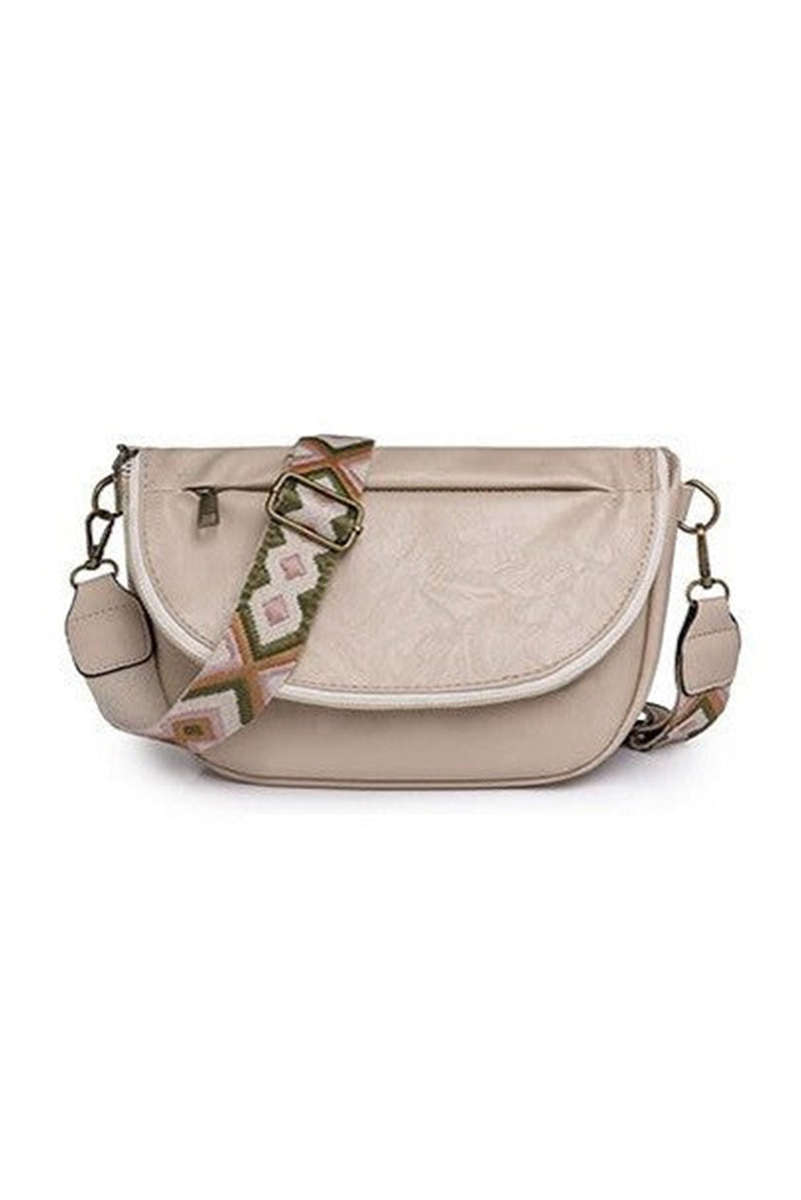 Dark Grey Ethnic Strap Vegan Leather Sling Bag