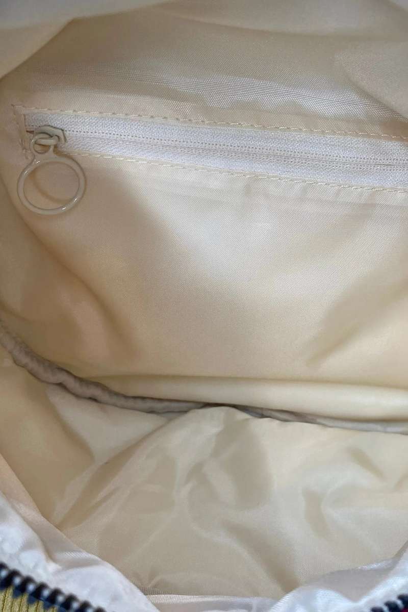 White Pretty Checkerboard Canvas Double Zip Crossbody Bag
