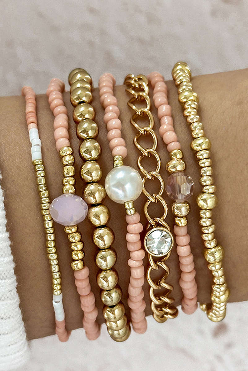 Gold Simple Beaded Multi Layer Bracelet