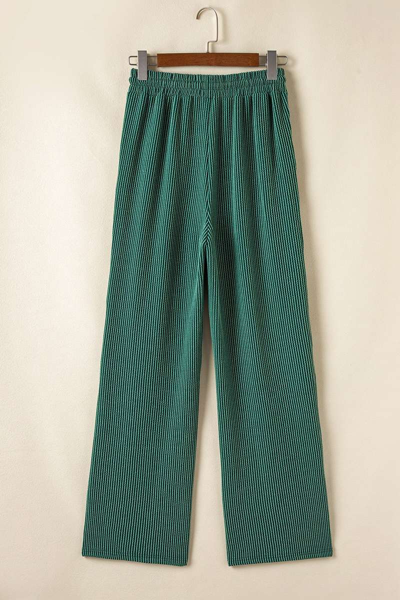 Dark Green MERRY Corded Long Sleeve Top and Pockets Pants Set