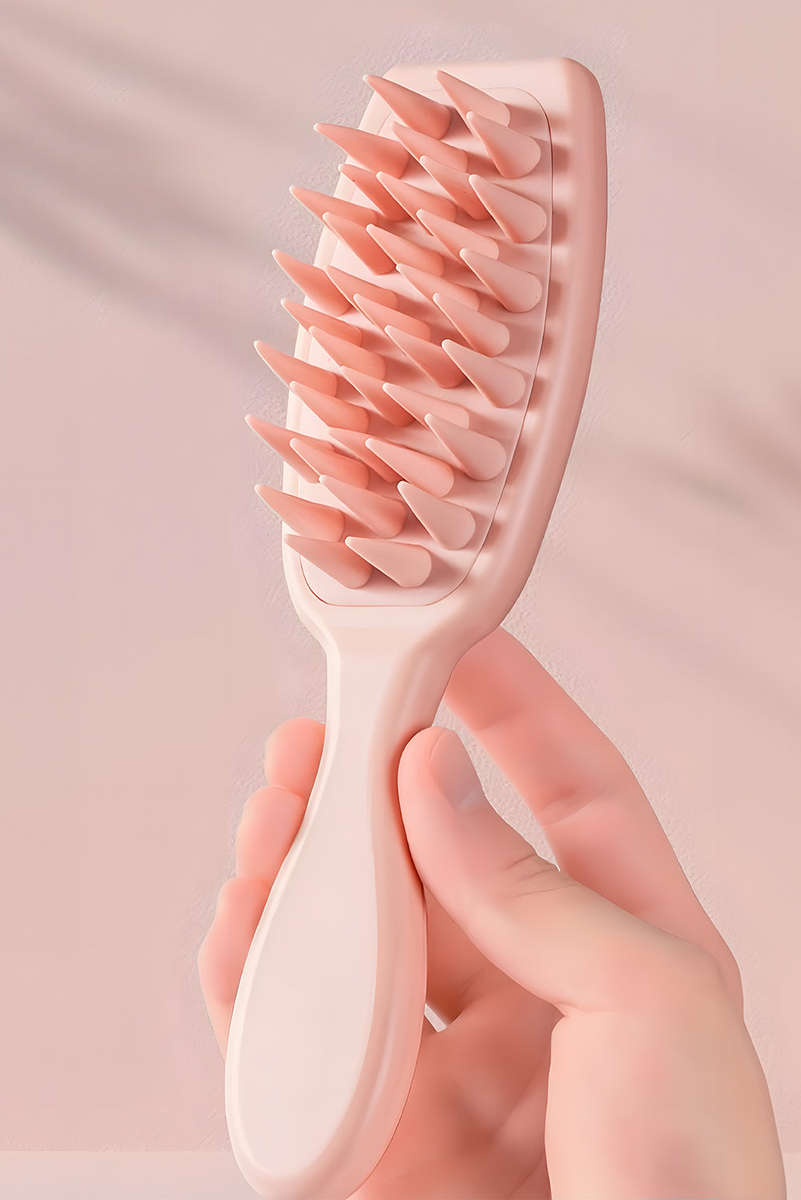 Light Pink Silicone Scalp Massage Hair Brush