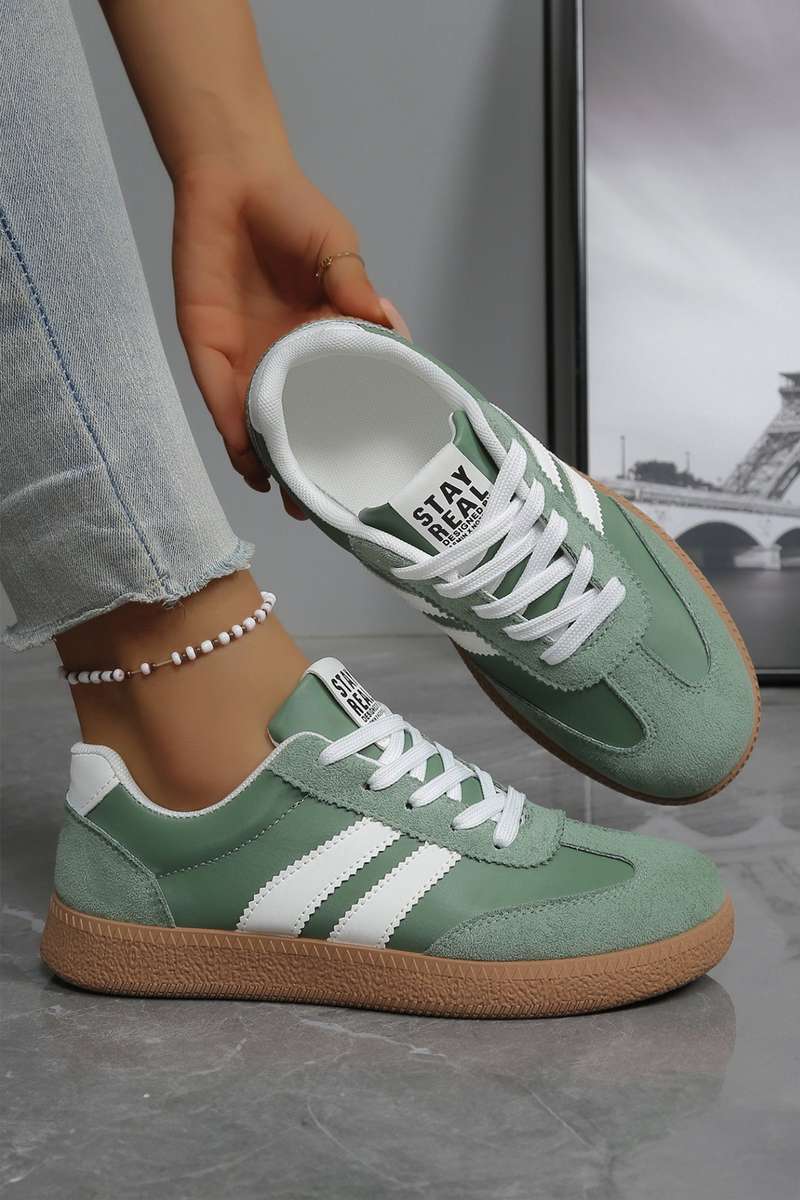 Ashleigh Blue Varsity Color Block Patchwork PU Leather Lace Up Shoes