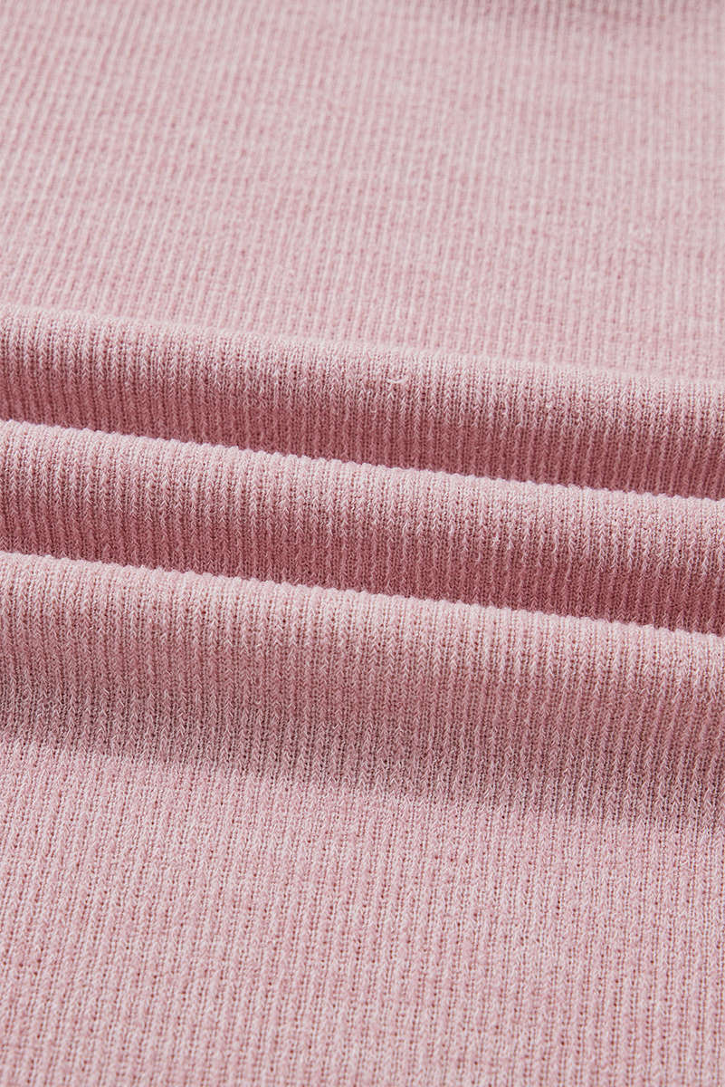 Light Pink Contrast Trim Knitted Drop Shoulder Plus Size Top