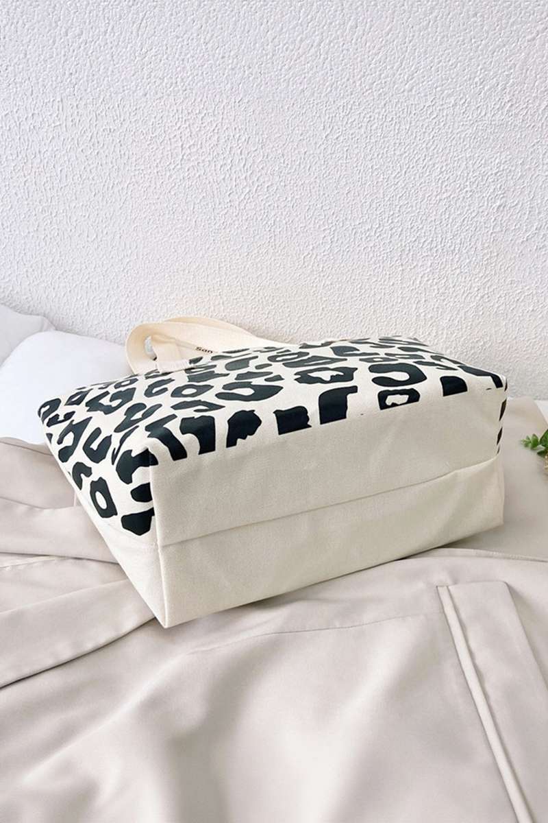 Black Leopard Print Canvas Tote Bag