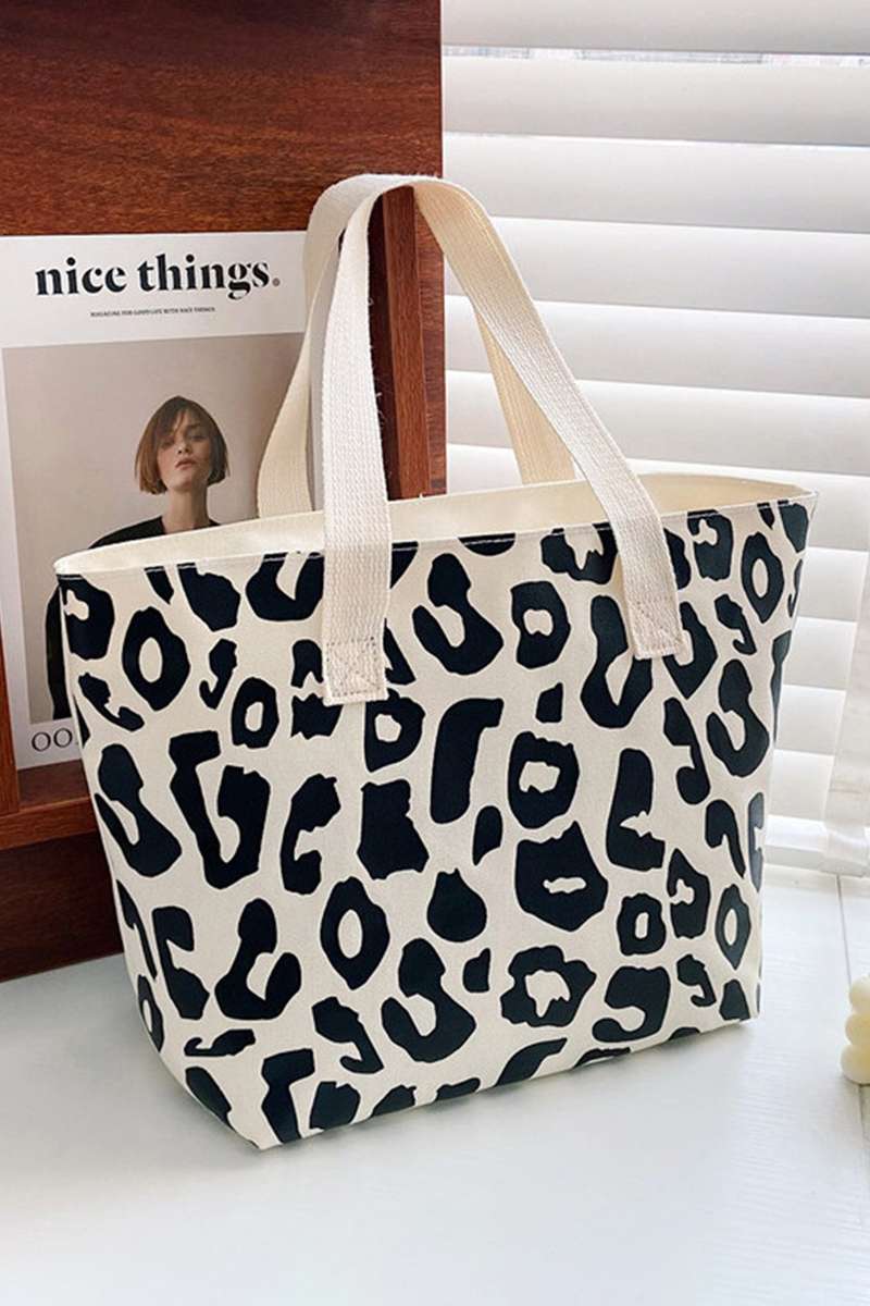 Black Leopard Print Canvas Tote Bag