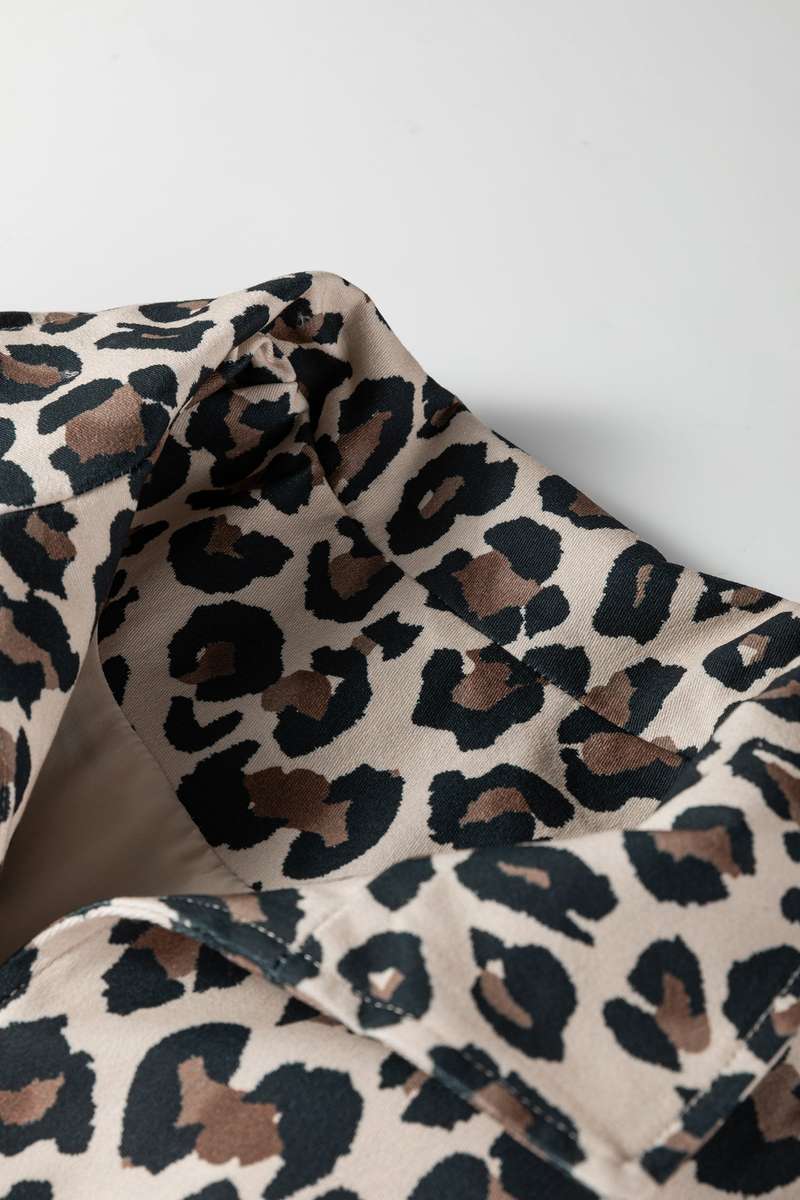 Brown Leopard Open Front Jacket Vest