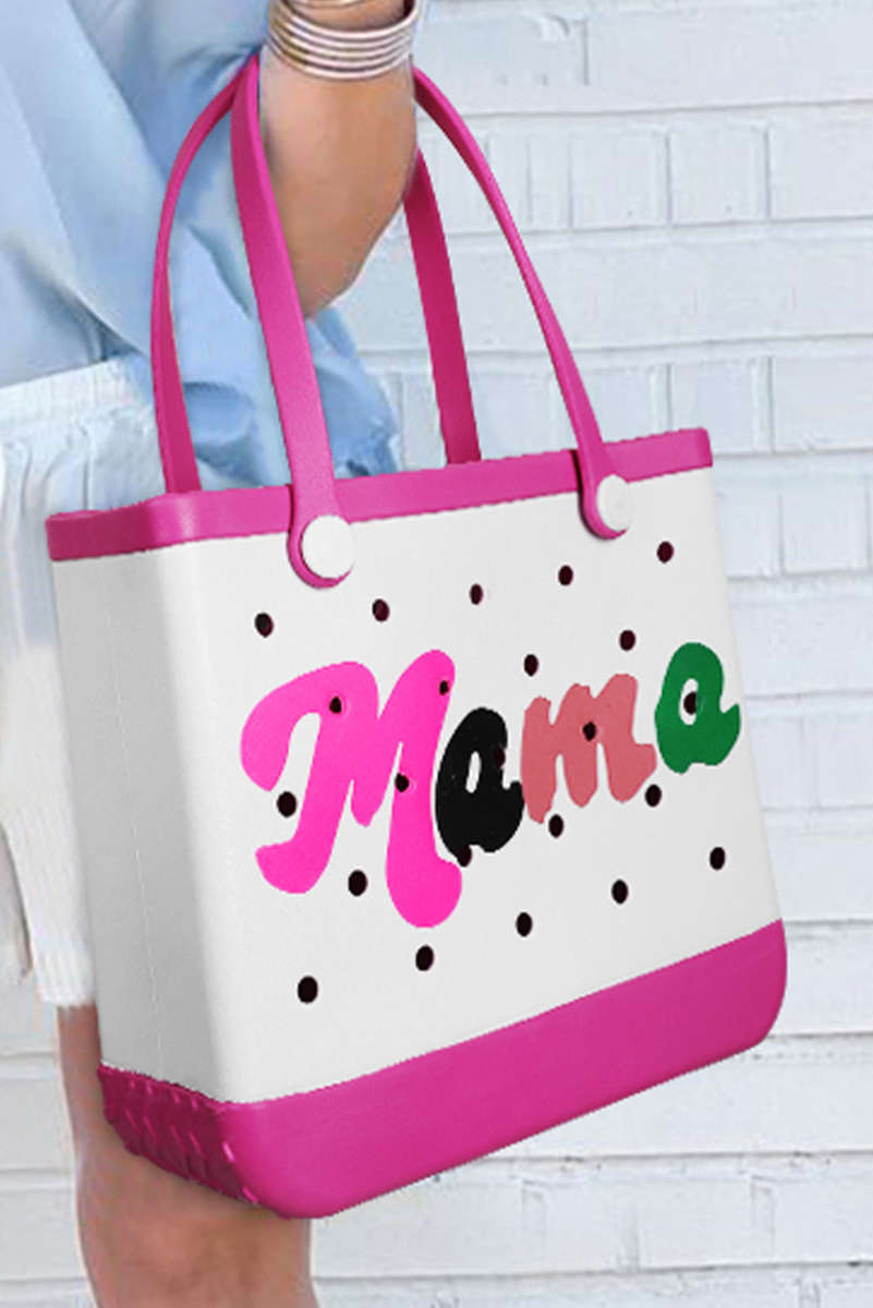 Rose Red mama Print Self-assembly Straps Hollowed EVA Beach Bag