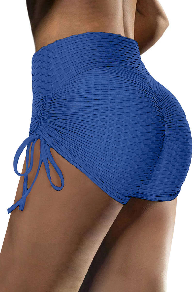 Blue Butt Lifting High Waist Yoga Shorts
