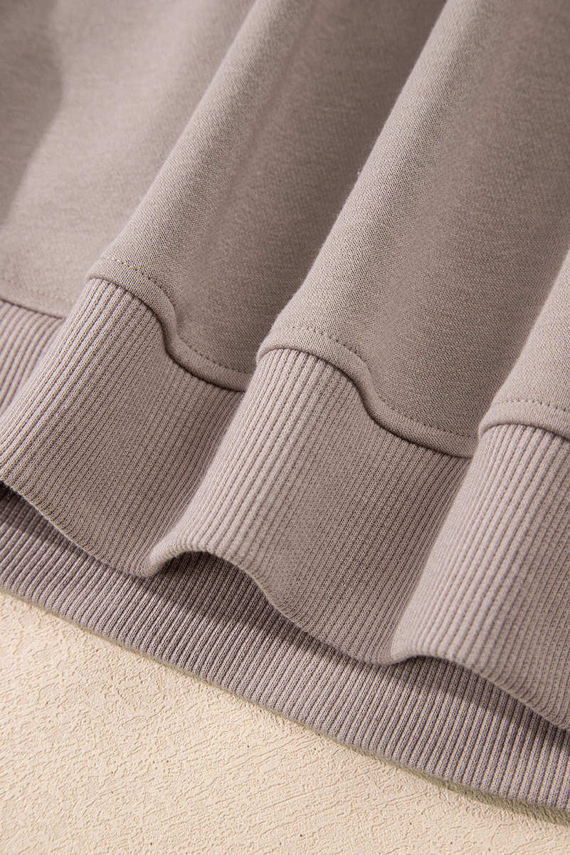 Gray Morn Varsity Striped Detail Crewneck Pullover Elastic Sweatpants 2pcs Outfit