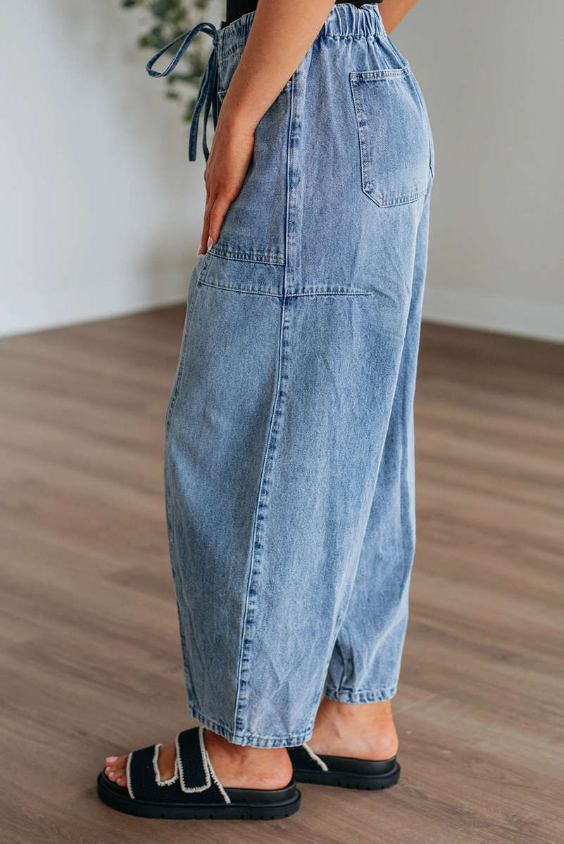 Myosotis Large Patch Pocket Drawstring Paperbag Waist Barrel Jeans