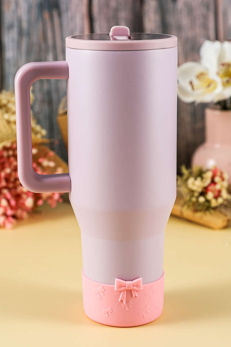 Pink Bowknot Decor Food Grade Silicone Cup Sleeve