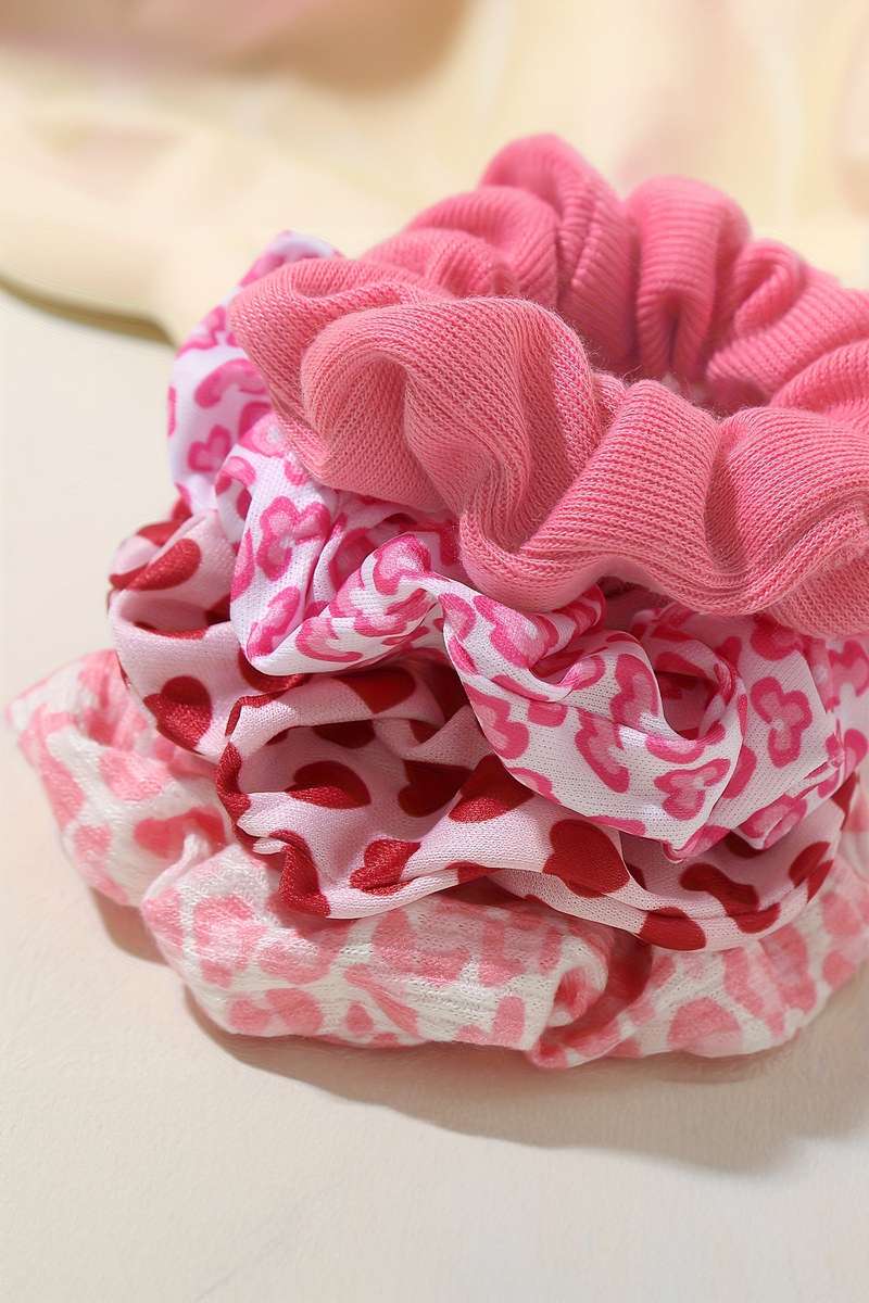 Fiery Red Valentines Day Sweet Heart Printed Scrunchie Hair Tie