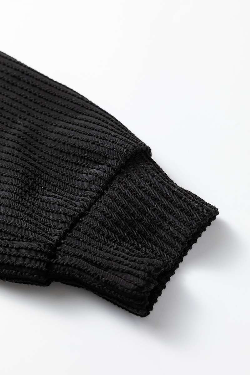 Black MERRY Corded Long Sleeve Top and Pockets Pants Set