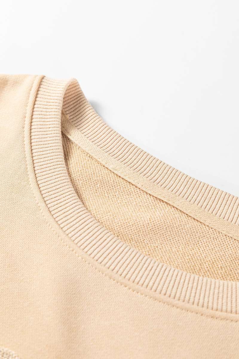 Parchment Embroidered Flower Pattern Drop Shoulder Sweatshirt