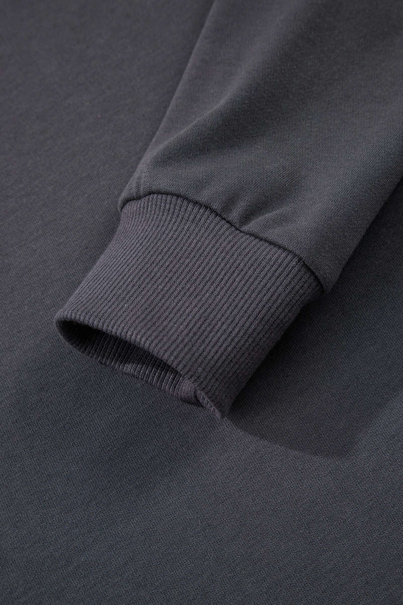Dark Grey Varsity Striped Detail Drop Shoulder Oversized Sweatshirt