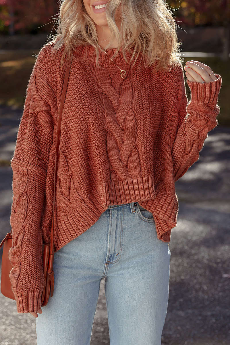 Redwood Burl Chunky Fit Slouchy Textured Knit Sweater